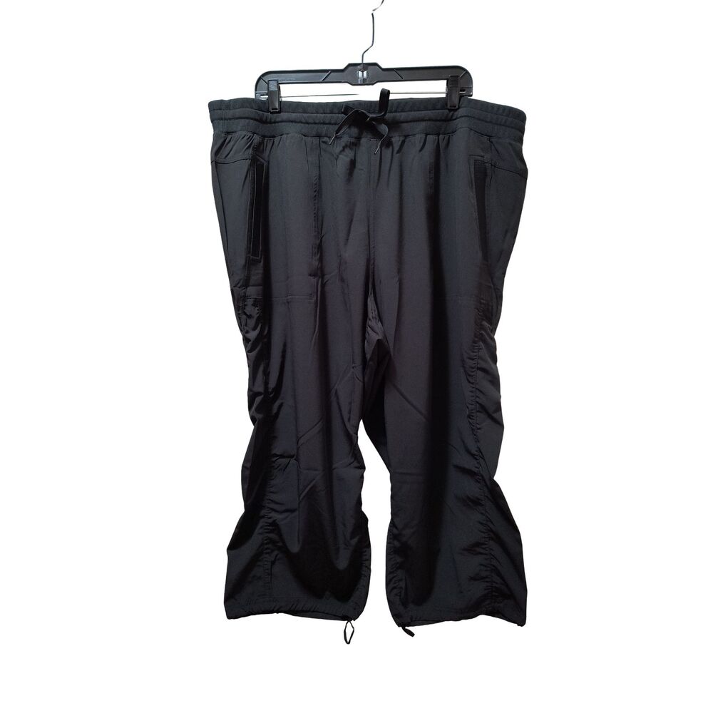 RBX Active Lightweight Woven Capri Pants Women’s 3X Black Ruched Cropped NWT